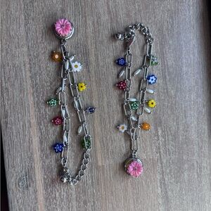 Set of 2 Gingersnaps spring petite colorful floral charm bracelets new condition